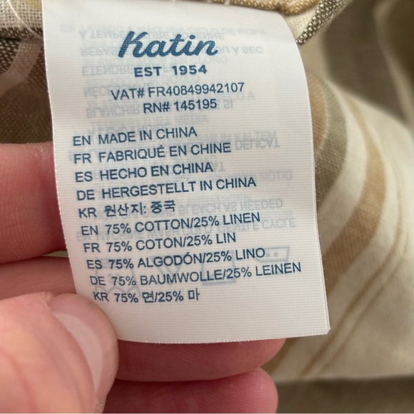 Katin Men’s Stripe Short Sleeve Button Down Shirt Size Medium Cotton Linen NWOT - Picture 6 of 6